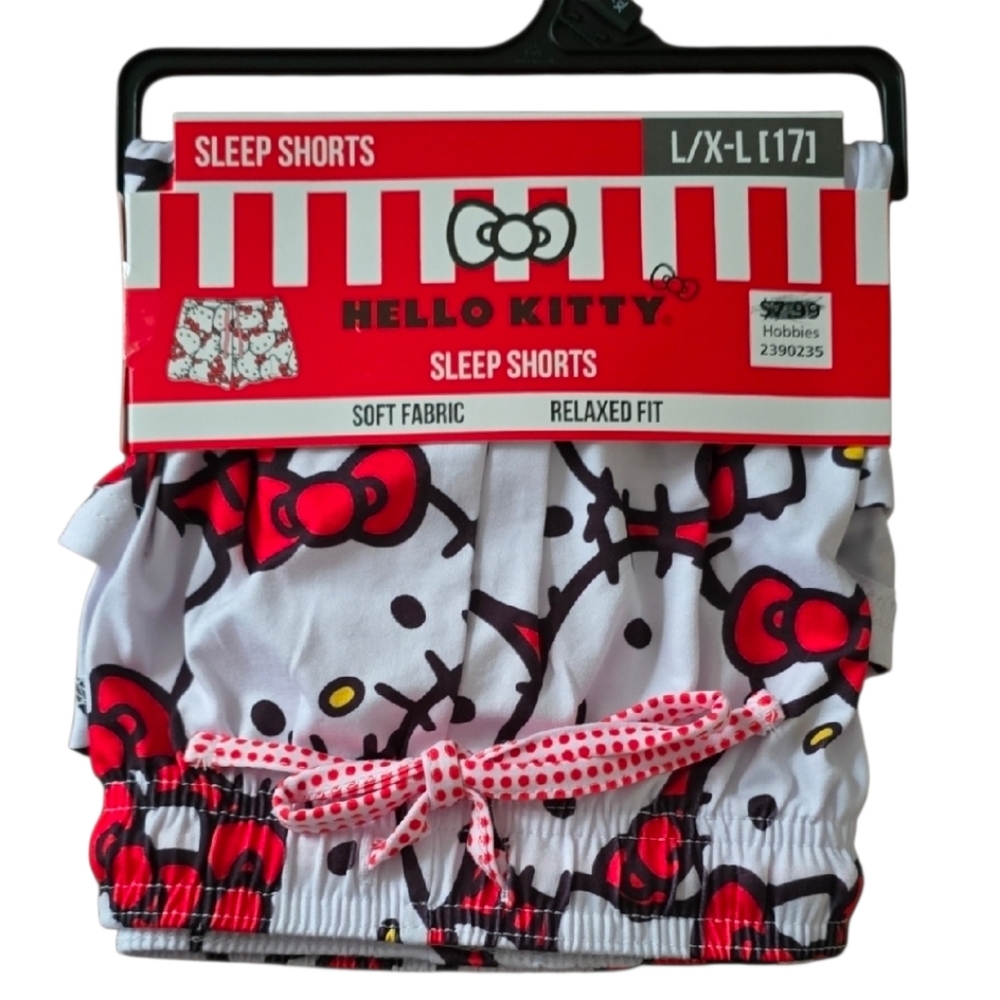Hello Kitty Sleep Shorts L/XL Soft Fabric, Drawstring Waist